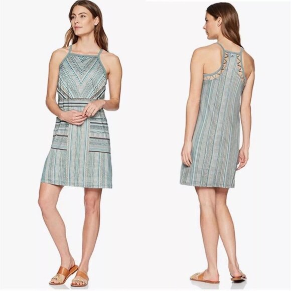 Prana Ardor Dress Size Small‎ Agave Samba Green Neutral Stretch Padded - Picture 1 of 12